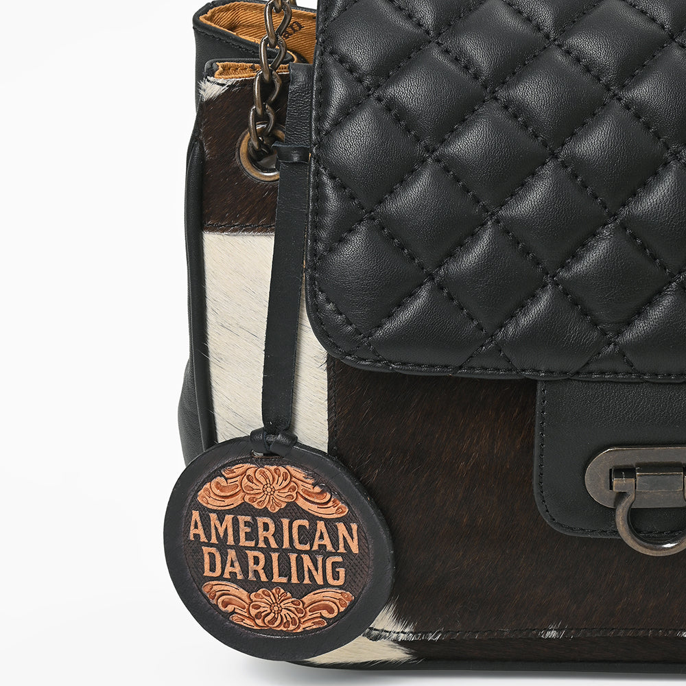 American Darling Hair On Hide Quilted Leather Chain Strap Crossbody Bag