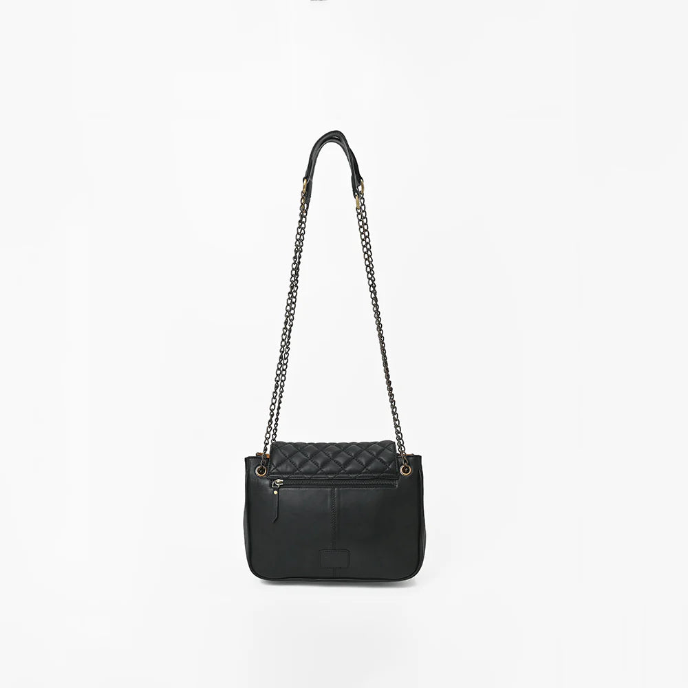 American Darling Hair On Hide Quilted Leather Chain Strap Crossbody Bag