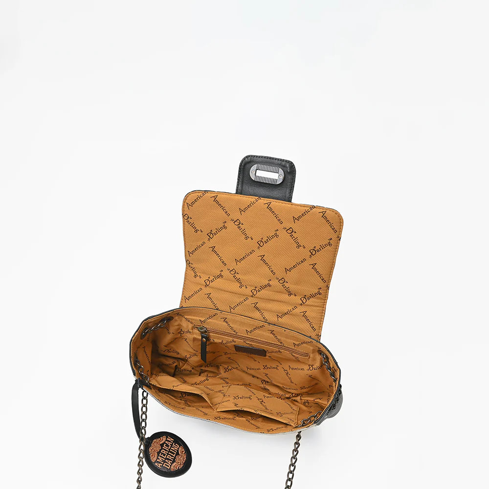 American Darling Hair On Hide Quilted Leather Chain Strap Crossbody Bag