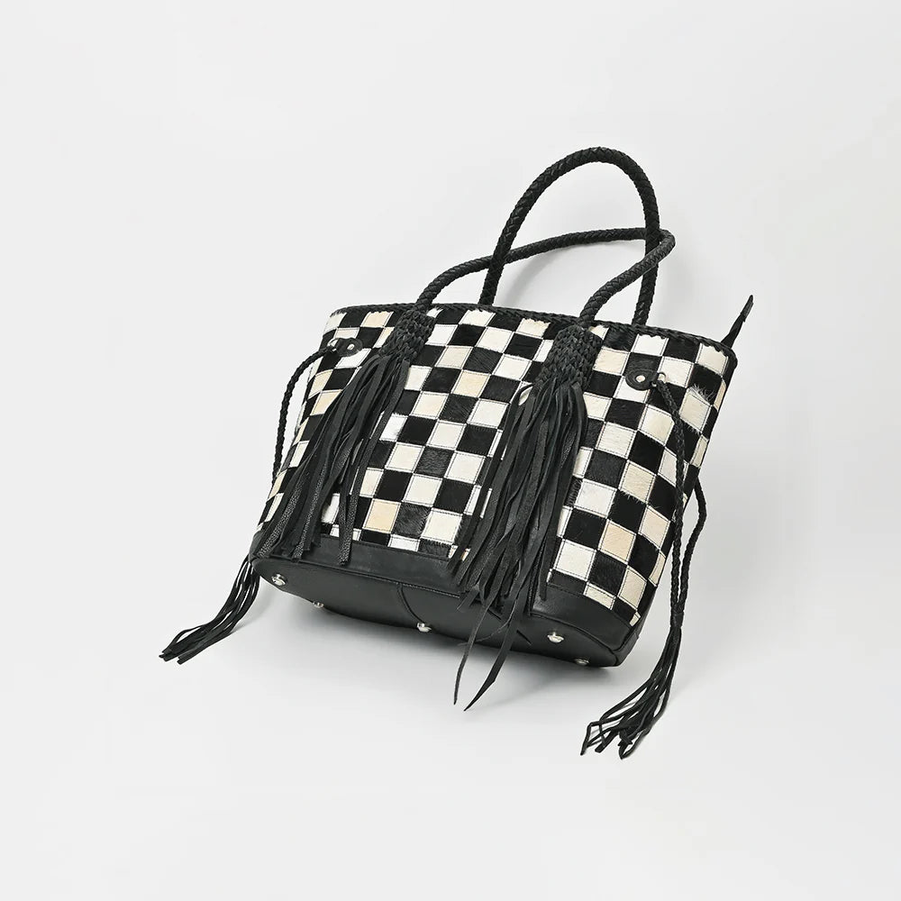 Cowhide tote bag