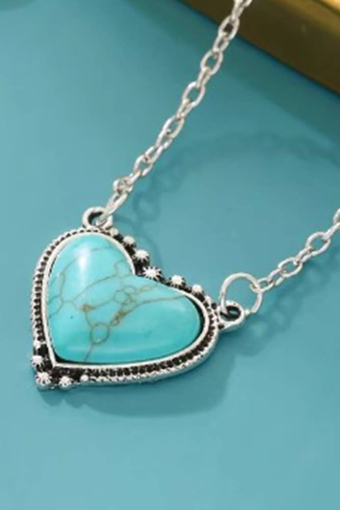Turquoise Heart Stone Necklace