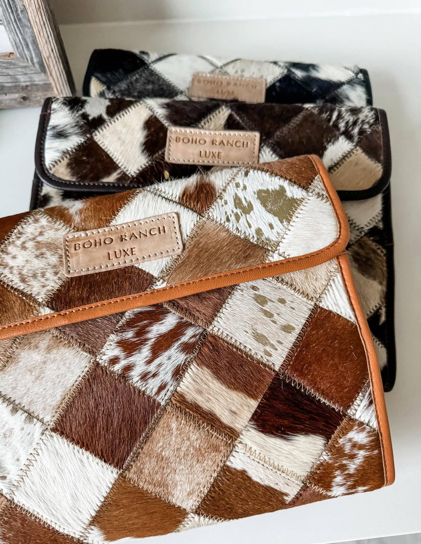 BOHO LUXE FOLDABLE travel makeup jewelry bag Genuine Cowhide