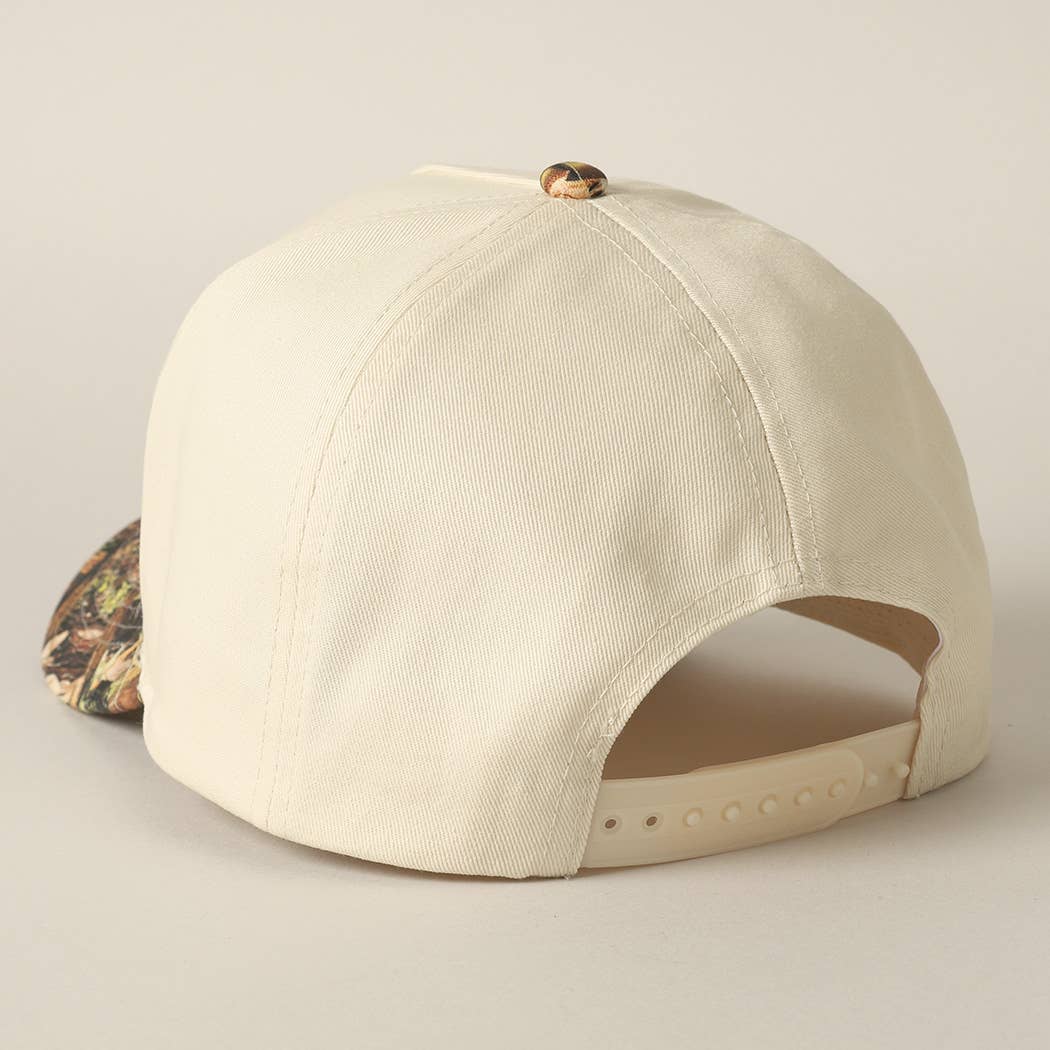 COWGIRL Lettering Embroidery Camo Two-Tone Cap