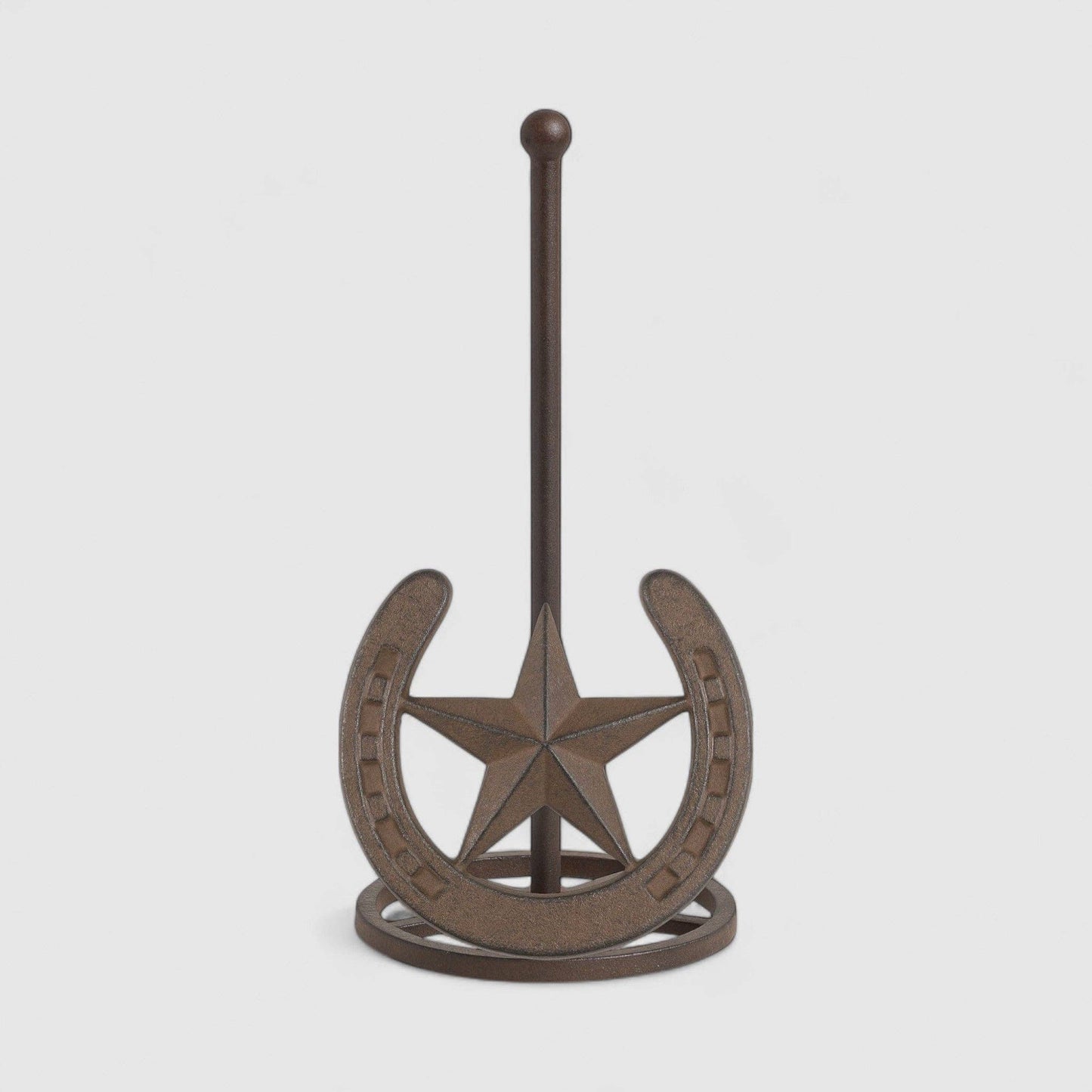 Star and Horseshoe Paper Towel Holder, Western Cast Iron, 12.1"