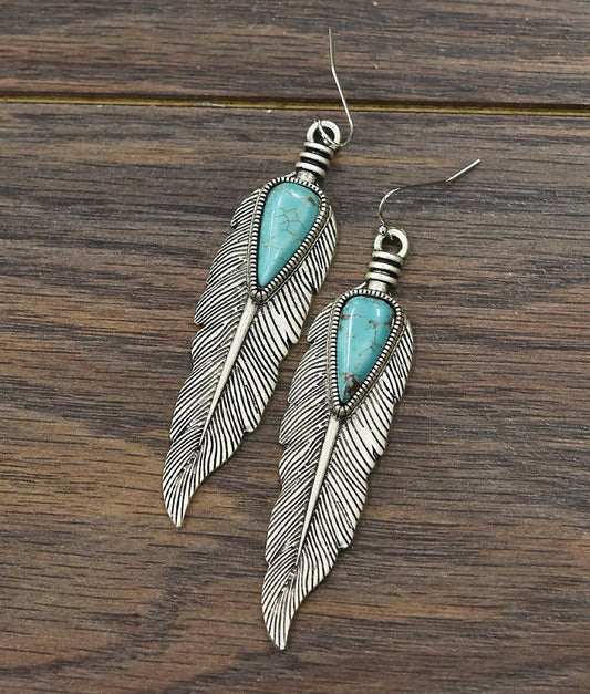 Feather Turquoise Earrings