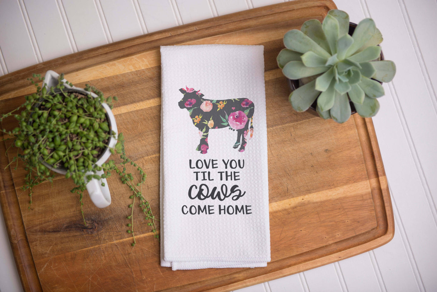 Love You Kitchen Towel, Farmhouse Dish Towel, Farm Towel