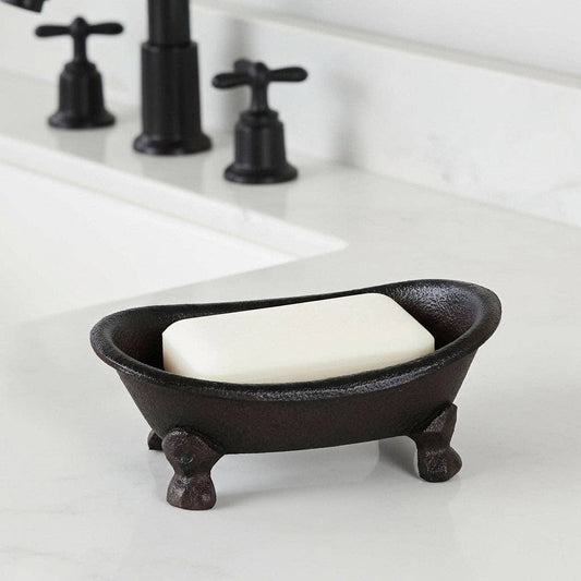 Bathtub Soap Dish, Vintage Cast Iron Bathroom Counter Decor, 5.3"