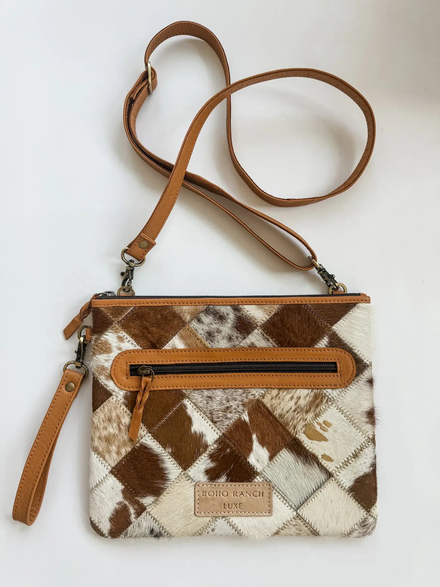 BOHO LUXE CROSSBODY Leather Cowhide Wristlet Crossbody