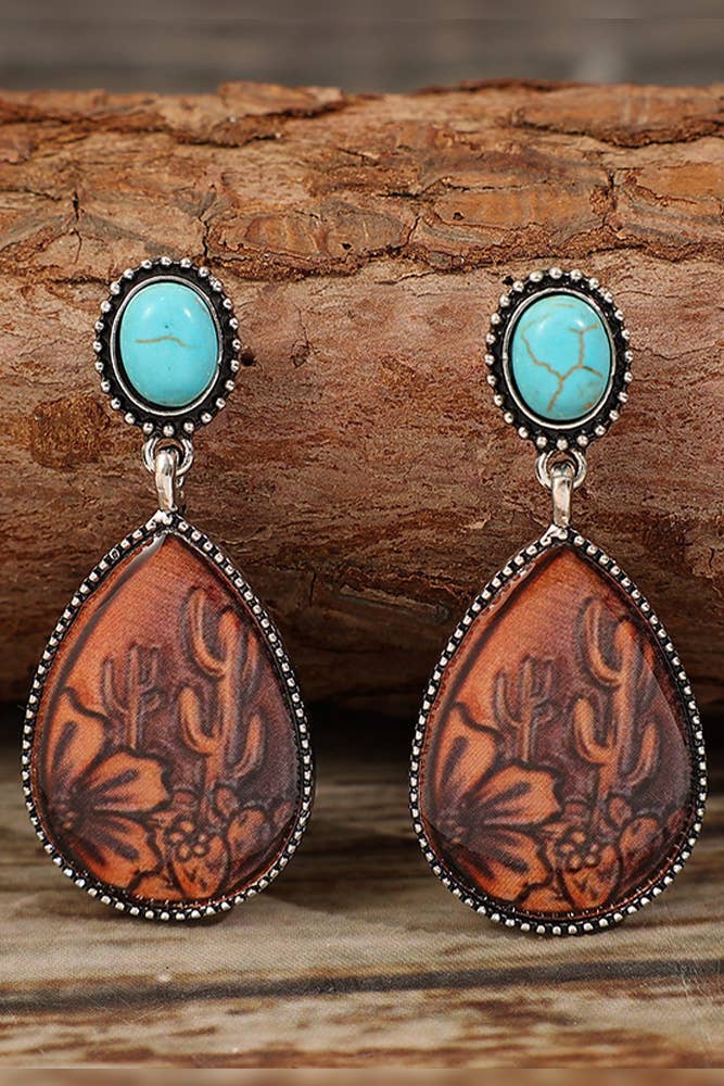 Brown Ethic Water Drop Earrings