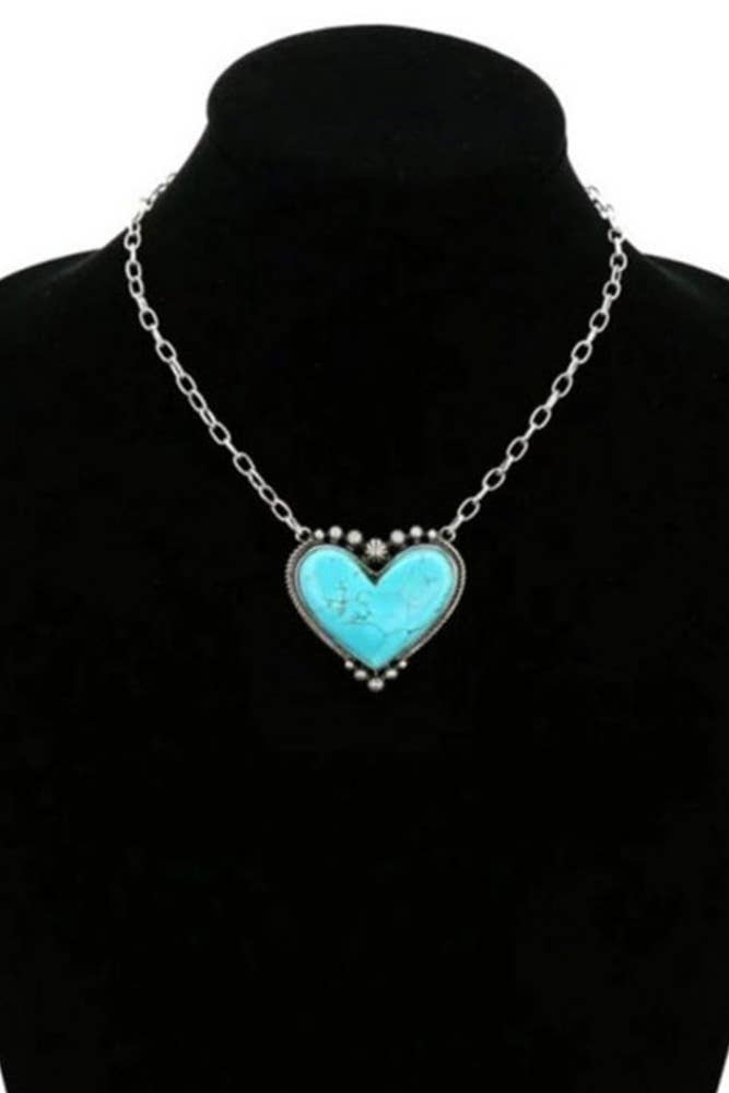 Turquoise Heart Stone Necklace