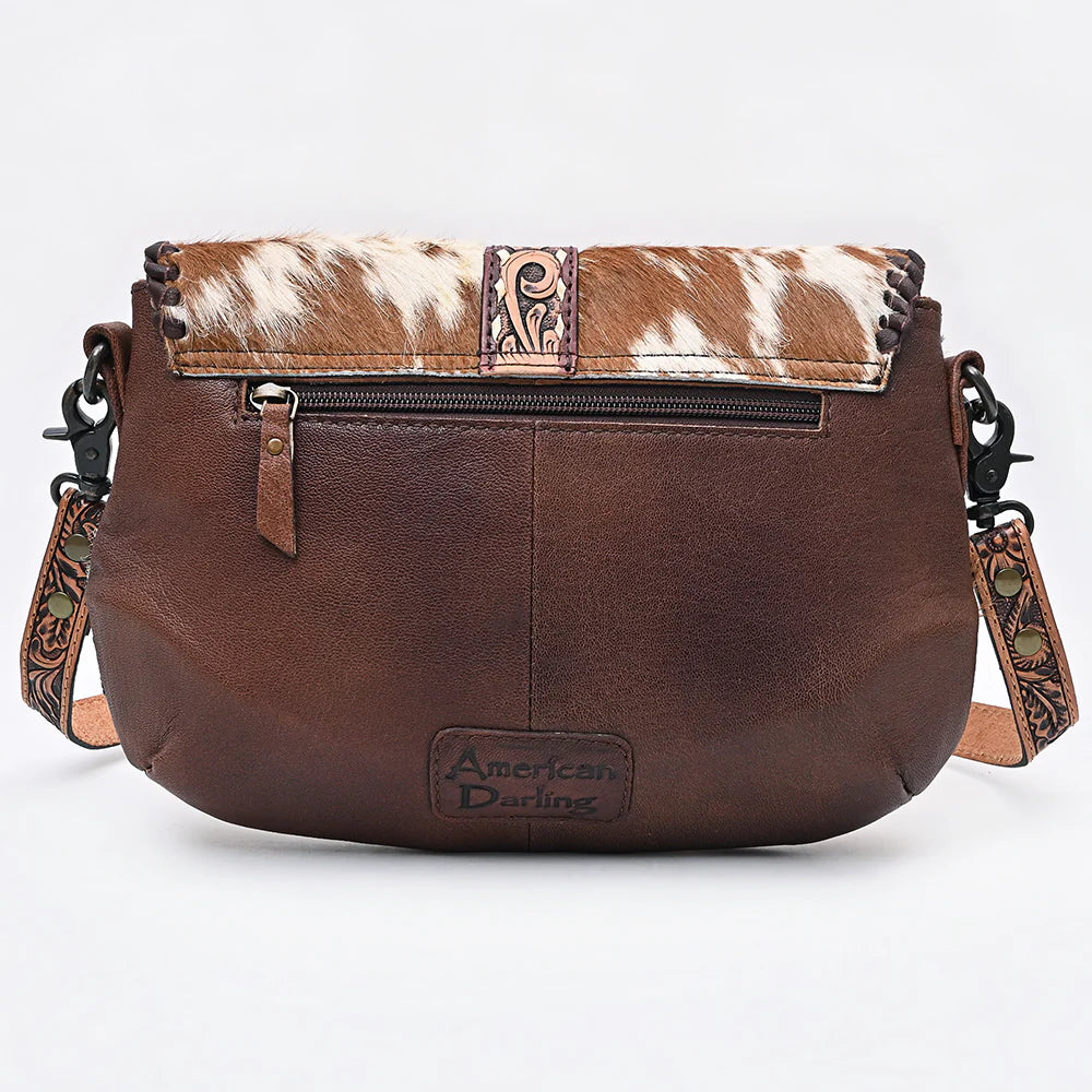 Small Crossbody Hair-On Hand Tooled Genuine Leather women bag western Bag