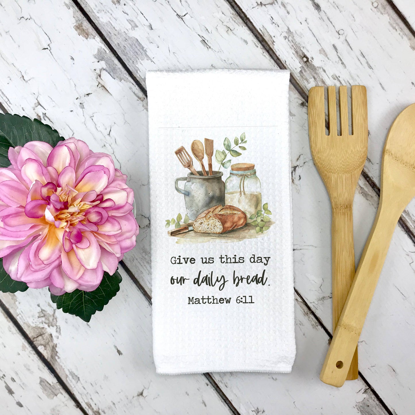 Daily Bread Matthew 6:11 Dish Towel, Bread Baking