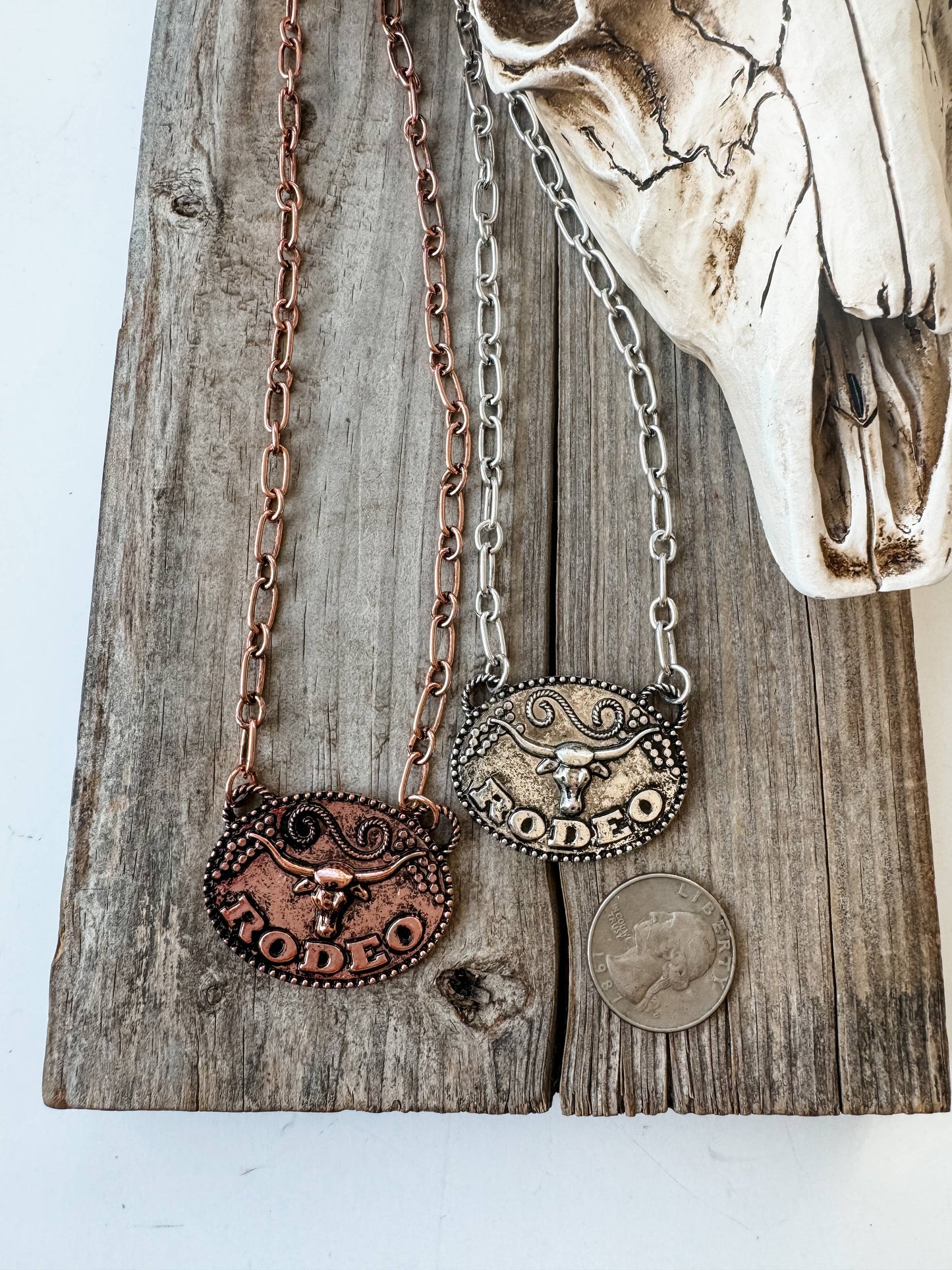 Western Rodeo Steer Skull Necklace