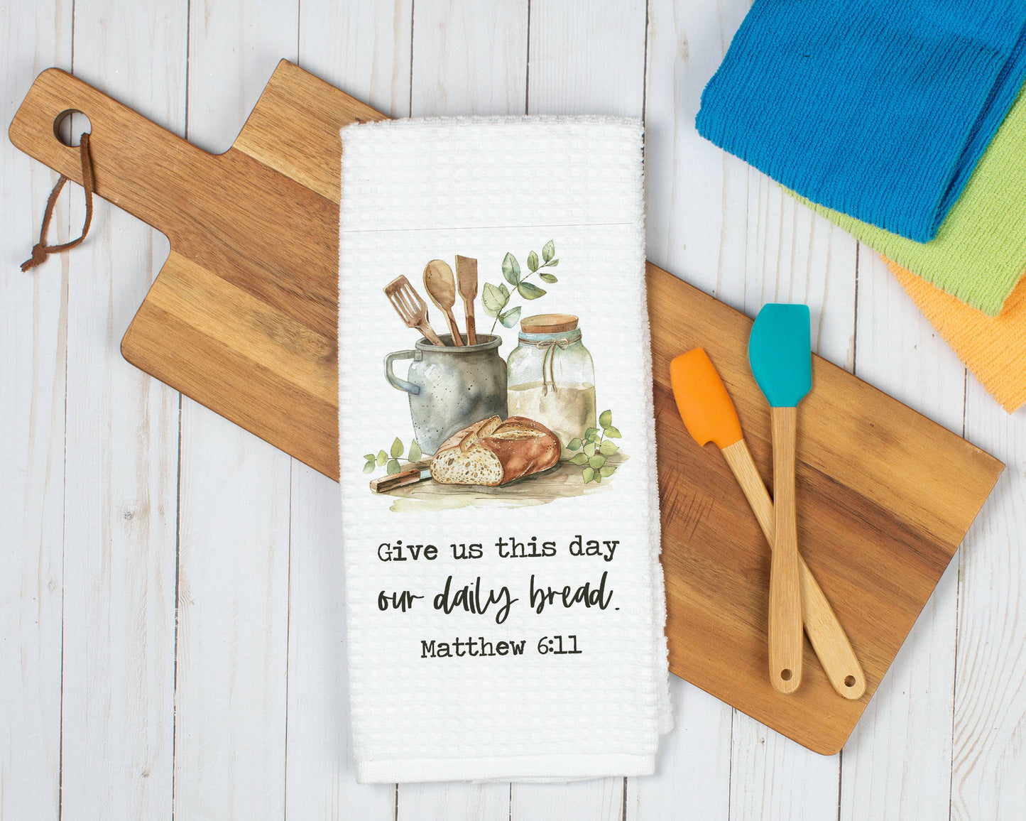 Daily Bread Matthew 6:11 Dish Towel, Bread Baking