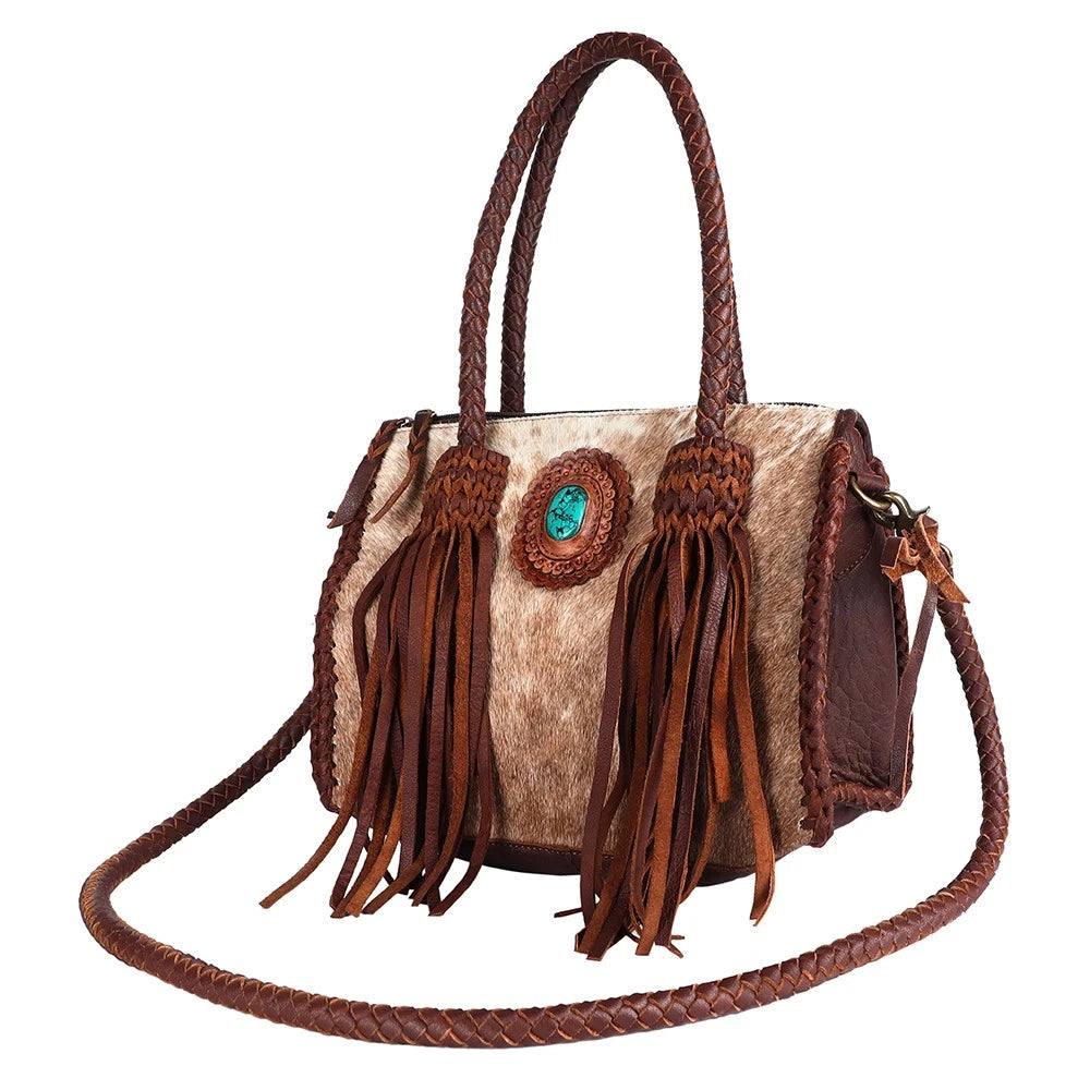 Speedy Hair-On Genuine Leather Women Bag Western Handbag